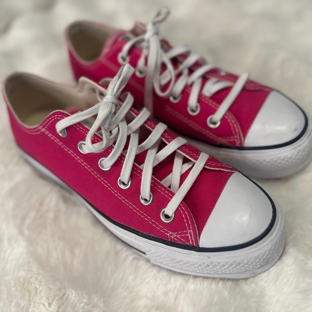 Converse All Star Platform Low Top Sneakers Womens US9 Cerise Pink